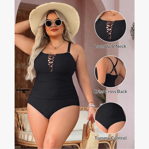 Yonique Women Plus Size One Piece Swimsuits Tummy Control Bathing Suits Size 18W - Picture 2 of 12